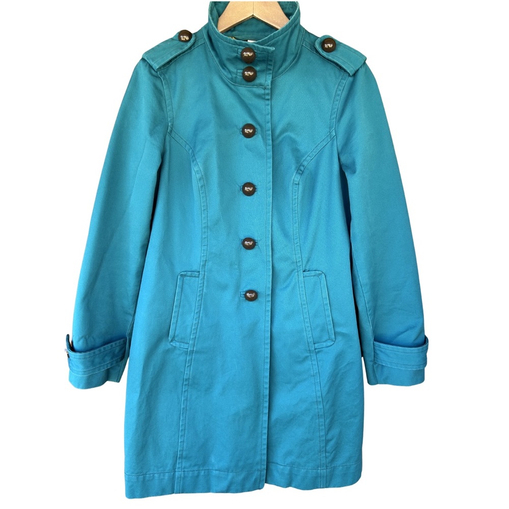 Boden Trench with Fun Pattern Lining - Button Front. Turquoise. US size 8 - Picture 6 of 10